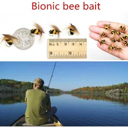 New Fashion 10Pcs Artificial Insect Bumble Bee Ant Trout Fly Fishing Lure Bionic Bait Tackle