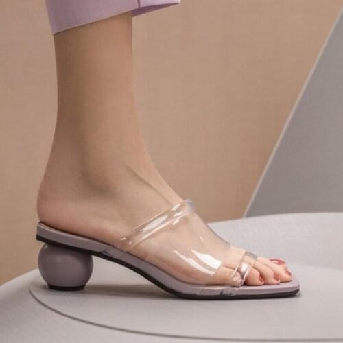 Brand New Transparent Shoes Women Sandals Fashion Strange Heel Women Slides High Heels Elegant Ladies Shoes