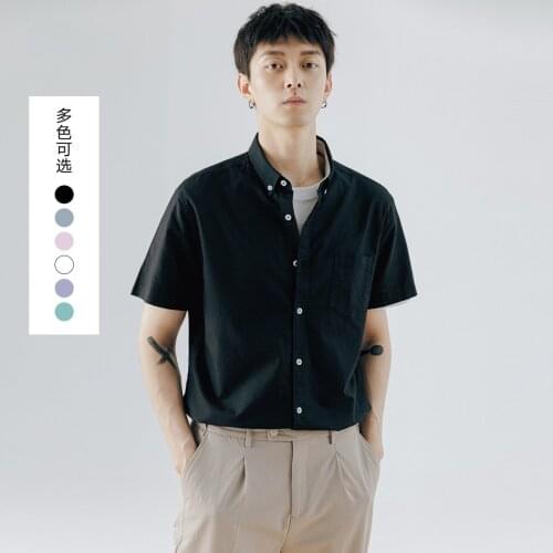 Oxford Cotton Shirts for Men Short Sleeve Business Dress Shirt Male High Quality Tops Camisa Masculina Men Clothing TS-753