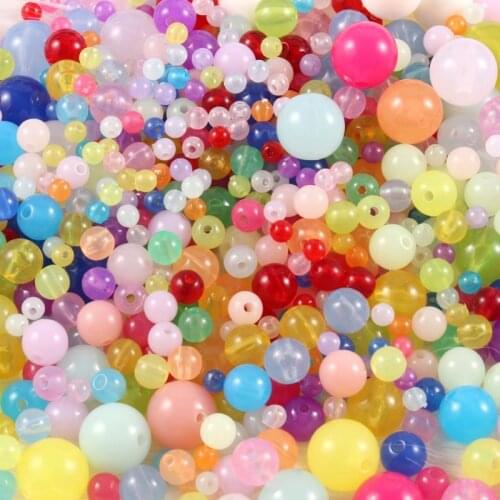 Wholesale Mixed Acrylic Beads 4 6 8 10 12mm Candy Color Round Loose Spacer Beads for Jewelry Making Diy Charms Bracelet Necklace