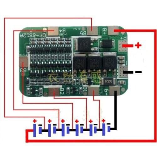 1PC 6S 15A 24V Lithium Protection Board For 6 Pack 18650 PCB BMS Li-ion Battery Cell Module