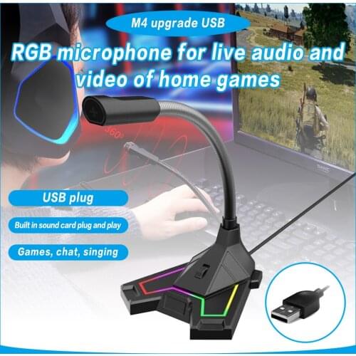 Pohiks 1pc Portable USB Desktop Gaming Microphone 360 Degree Omnidirectional Noise Canceling Microphones For Laptop PC