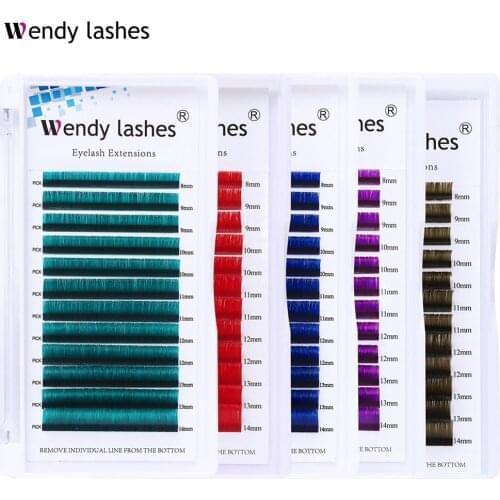New 0.07mm Easy Fans False Lashes Gradient Blue+green+red+brown Mixed In One Tray Eyelash Individual Colored Eyelash Extension