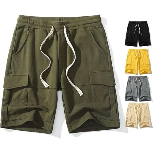 Mens Cargo Shorts for Easy Going Out Casual Home Clothing 6-pockets Large Capacity Pockets Shorts Elastic Waist