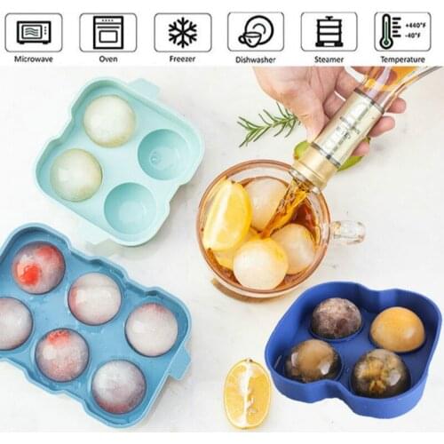 Ice Mold Silicone Ball DIY Ice Cube Maker Cocktail Whiskey Form 2/4/6/8 Grid Round Popsicle Mold Home Bar Wine Maker Accessories