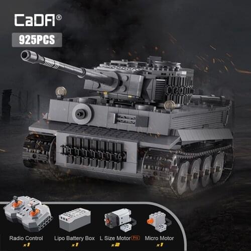 IN STOCK CADA Sd.Kfz 181 Tiger Tank Model Military Weapon War Technic Remote Control Motor Building Blocks Brick Toys Gifts