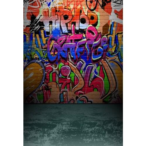 VinylBDS Colorful Graffiti Brick Wall Backgrounds Photo Studio No Creases Photo Background Photography Backdrop for Children