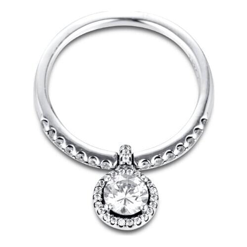 Dangling Clear Round Sparkle Ring 925 Sterling silver Jewelry Rings For Woman European Style Silver Rings For Jewelry Making