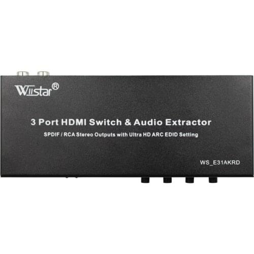 Wiistar 2017 new style 3 Port Switch HDMI MHL Audio Extractor 4K EDID 5.1CH Spdif R/L Converter