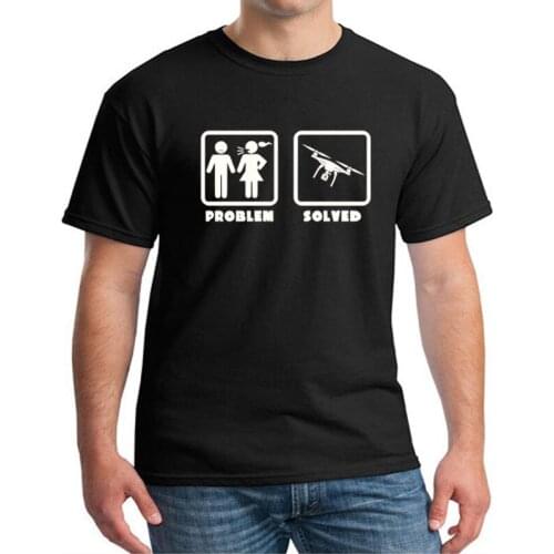 Funny Drone Pilot Problem Solved T-Shirt Drone Quadcopter Men Gift T Shirts Summer Short Sleeves Casual Harajuku Funny Tees Tops