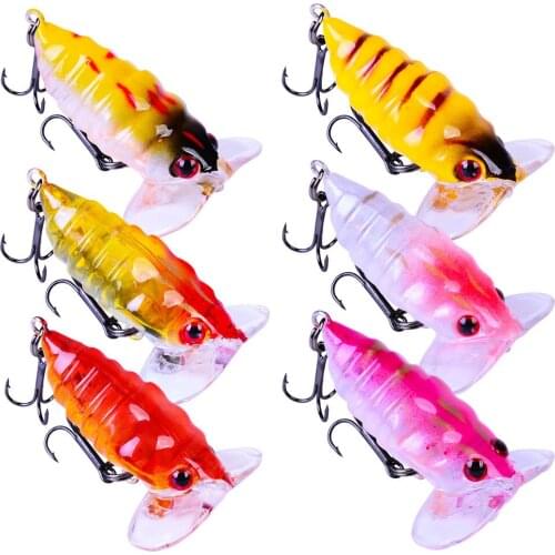 12Pcs/lot 40mm/4.2g plastic Hard Cicada Bee Bait Fishing Lures Wobbler Sea Fishing Tackle Topwater Floating Lifelike Insect Bait
