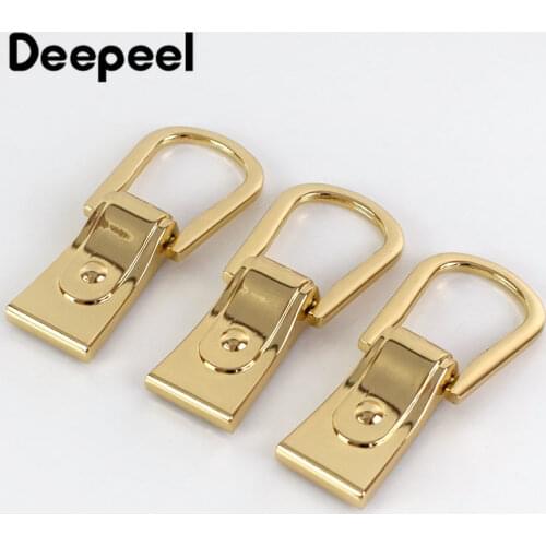Deepeel 2/5pcs D Ring Hook Buckle Bag Side Buttons DIY Sewing Plating Gold Metal Accessories with Screws for Bags Luggage BF217