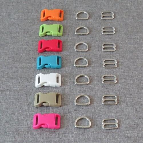 20Sets/Lot Wholesale Metal D Ring Tri Glides Straps Clasp Plastic Buckles Belt Loop For Pet Dog Collar Harness Sewing Accessory