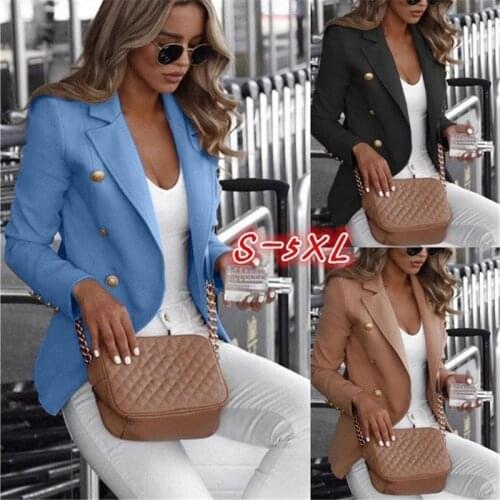 2021 Winter Fashion Turn-down Collar Womens Jackets Casual Solid Bodycon Long Sleeve Buttons Elegant Ladies Jackets Plus Size
