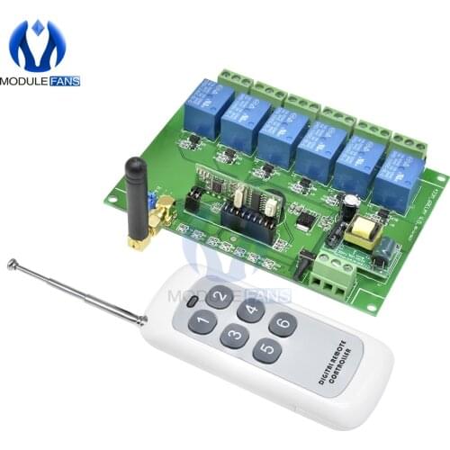 Self-locking Interlock 6CH 6 Channel Multifunction Momentary 433MHZ RF Receive Remote Relay Module Board Remote Control Switch