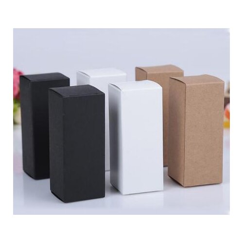 6 sizes 10ml/20ml/30ml/50ml/100ml White Black Kraft Paper Lipstick Essential oil Box Dropper Bottle Cosmetics Gift paper Box