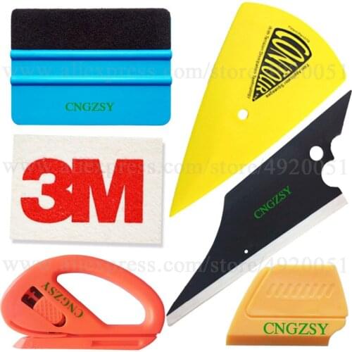 6 in 1 Car Sticker Install Scraper Vinyl Car Film Wrap Plastic Wool Squeegee Carbon Foil Safety Cutter Window Tints Tools K63