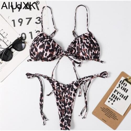 AIUJXK Leopard Print Sexy Swimwear Women Lingerie Summer Beach Wear 2 Piece Swimsuit Female Biquini Bra And Panty Underwire Set