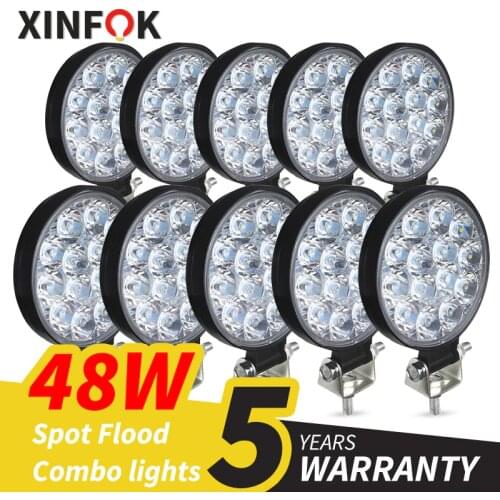 Xinfok Car LED Work Spot Flood Light Beam 3030 SMD DC 12-24 Volts 27-48 Watts 6500K Lighting for Truck 4x4 4WD