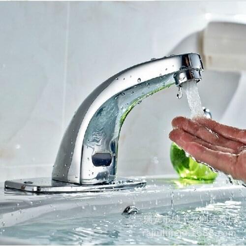 Free shipping Hot selling sensor basin tap with polished chrome bathroom sensor basin sink mixer taps