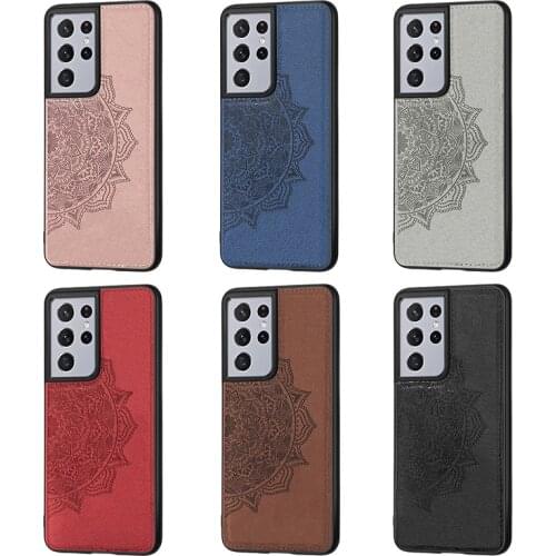 Mandala Flower Case For Samsung S21 Ultra Note 20 10+ 8 9 S20 FE S10 S9 S8 Plus S10 Lite A71 A51 A21S Canvas Magnetic Phone Case