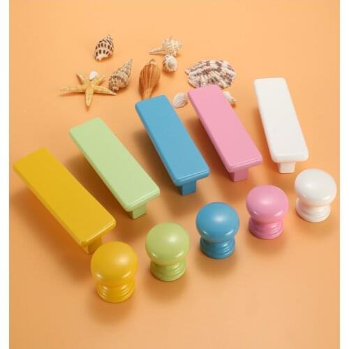 Children Wooden Cabinet Knobs and Handles Kitchen Door Handles Macaron Wardrobe Cupboard Handle Drawer Knobs Furniture Pulls