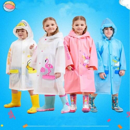 Children Thicken Waterproof Rainwear Kids Cartoon Printing Rain Coat At Outdoor Flamingo,unicorn Raincoat for Girls Boy