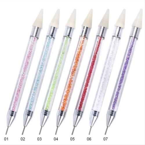 Double Head Nail Art Manicure Tools Flat Point Drill Dot UV Gel Nail Polish Painting Flower Pen Nails Brush Drawing Brush Tools