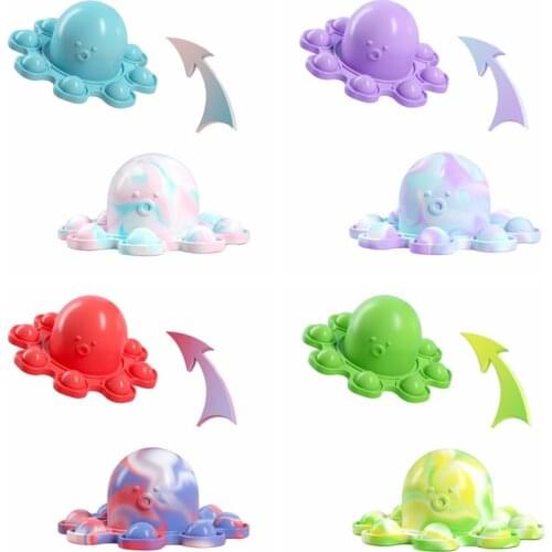 Flip Simple Dimple Keychain Fidget Toys Camouflage Double Sided Anime Sensory Push Bubble Stress Relief Squeeze Toys for Kids