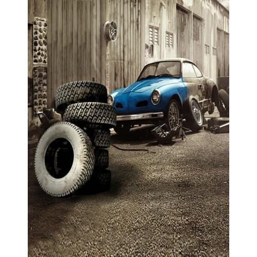 Wooden House Car Photography Backdrops Photo Props Studio Background 5x7ft