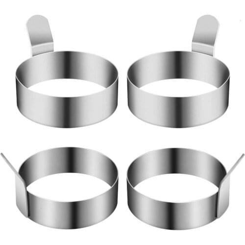 Egg Ring, 4 Pack 3 Inch Stainless Steel Metal Egg Rings Omelet Mold Cooking Pancake Ring Kitchen Cooking Tool