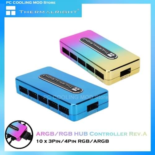 Thermalright RGB Fan PWM HUB,SATA Power Supply,10x3Pin/4Pin RGB/ARGB, M/B SYNC Light Control,ARGB/RGB HUB Controller Rev.A