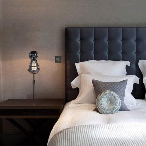 Loft nordice crystal wall lamp bedroom light iron bedroom bedside bedroom bedside wall lamp