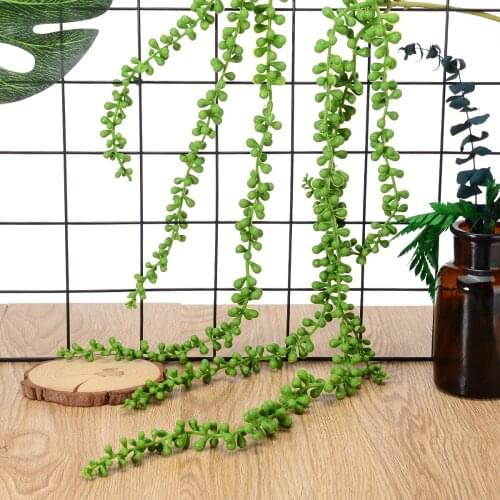 2Pcs 75cm Artificial Fleshiness Lover Tears Succulents Pearls Fleshy Vine Flower Hanging Rattan for Wall Garden Decor