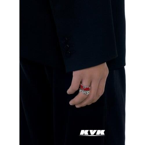 Kvkfourtry fashion partner 2 flame ring 925 silver niche design opening ring accessories