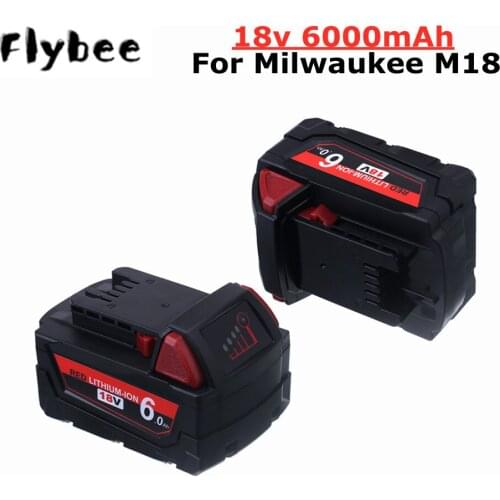 18V 6000mAh Li-ion Tool Battery for Milwaukee M18 48-11-1815 48-11-1850 2646-20 2642-21CT Repalcement Rechargeable Batteries
