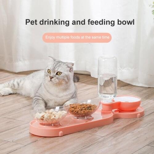3-in-1 Cat Bowl Feeder Pet Dog Drinker Feeder Food Dispenser Automatic Drinking Bowls Container For Food Water Bowl For Cats
