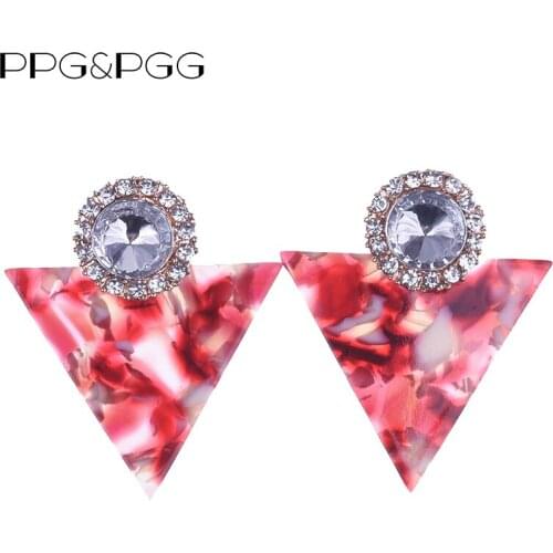 PPG&PGG Fashion Resin triangle Dangle Earrings For Women Jewelry Charm Dangle Pendant Wedding Party Multicolored Christmas Gifts
