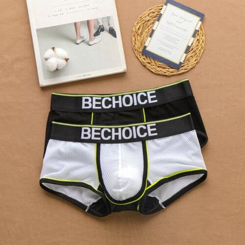 New Bechoice Mens Black and White Mesh Briefs Low Waist Elastic Youth Boxers