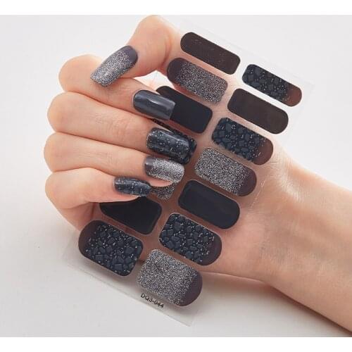 Three Sorts 0f Nail Stickers Glitter Series Minimalist Design Designed Nail Strips Nail Tips Designer Nail Decals Manicure