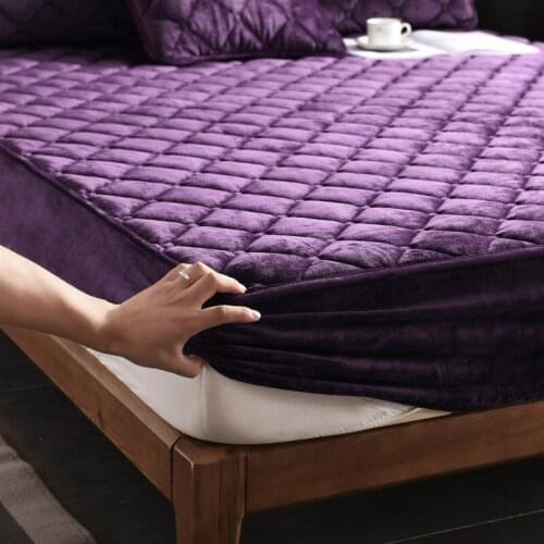 Crystal Velvet Mattress Pad Quilted Cotton Thick Mattress Cover Protector Elastic Topper Anti-mite Bugs Bed Fitted Sheet Covers