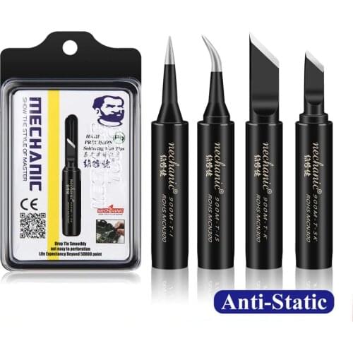 MECHANIC Original 4pcs 900M-T Anti-Static Pure Copper Electric Soldering Iron Tip Welding Tip BGA Solder Repair Station Tool Kit