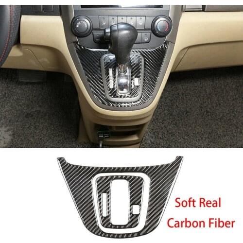 2Pcs Carbon Fiber Center Console Gear Shift Box Panel Cover for Honda CRV CR-V 2007-11