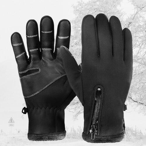 Winter Waterproof Gloves Warm Touch Screen Outdoor Sports Fitness Mountaineering Cycling Ski Thick Windproof Zipper Gloves Men