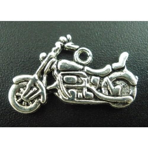 Zinc metal alloy Charm Pendants Motorcycle silver color 24mm(1") x 14mm( 4/8"), 5 PCs new