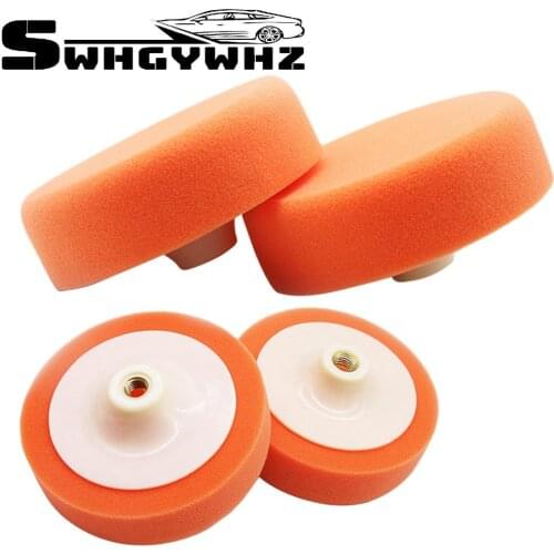 5 inch 125mm Car Beauty Sponge Wheel Polishing Pad Waxing Orange With Adapter Rod