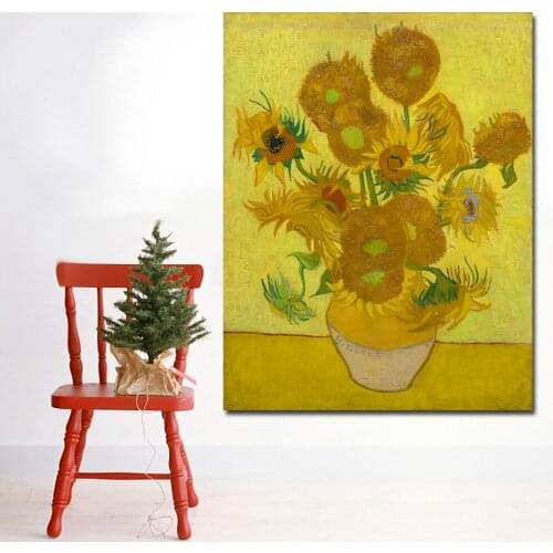 SELFLESSLY Vincent Van Gogh Sunflowers Vases Still Life Art Poster Home Decor printed cavcas Painting Unframed Free Shipping