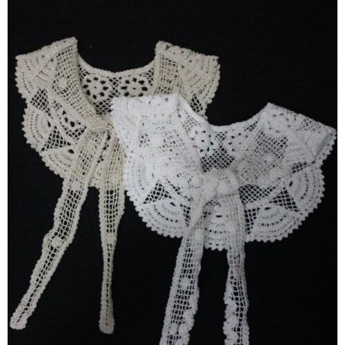 Summer Solid Color Fake Collars Shawl Women Knitted Small Scarf False Collar Decorative Hollow Weave Sleeves Detachable Collar