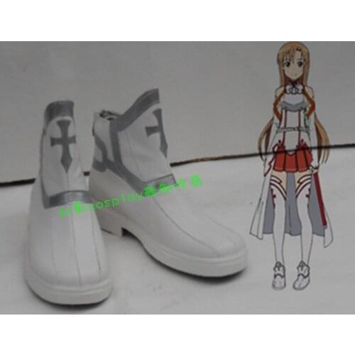 Sword Art Online Asuna White Short Halloween Cosplay Shoes Boots H016