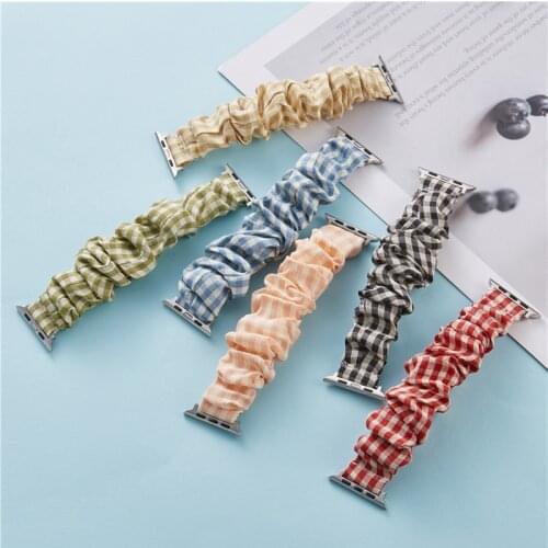 Fabric Scrunchie Elastic Straps for Apple Watch Series 6 SE 5 4 3 Women Bracelet 40mm 44mm Watchbands for iwatch 38mm 42mm